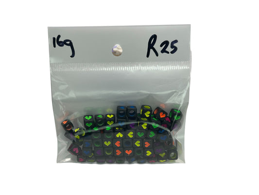 Black/multi heart beads