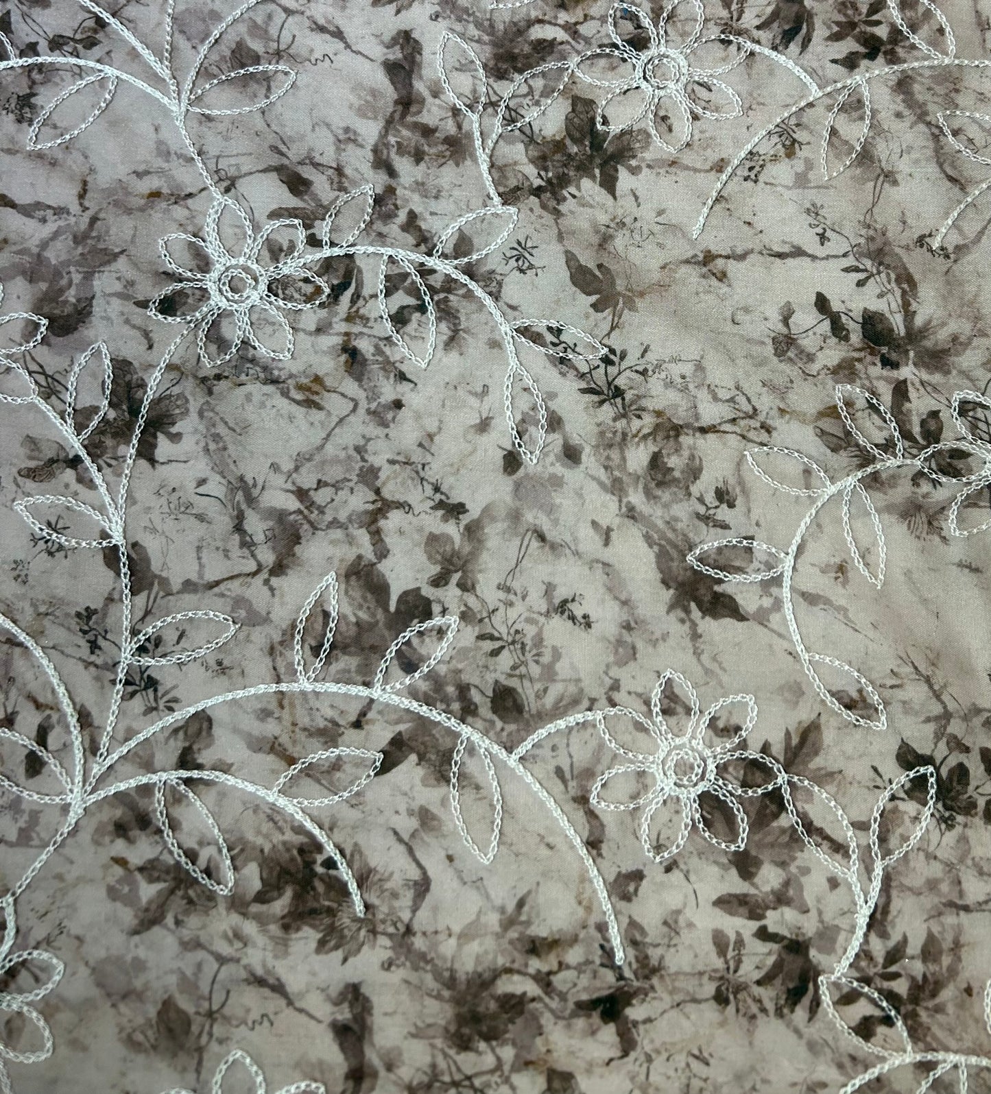 Floral Embroidered-Sand