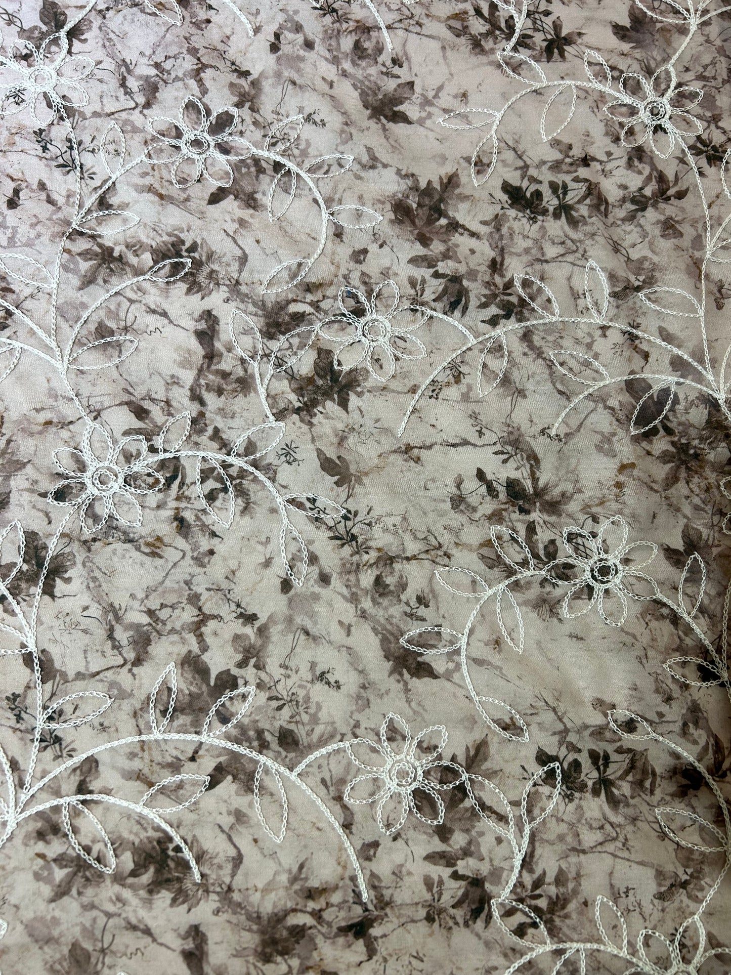 Floral Embroidered-Sand